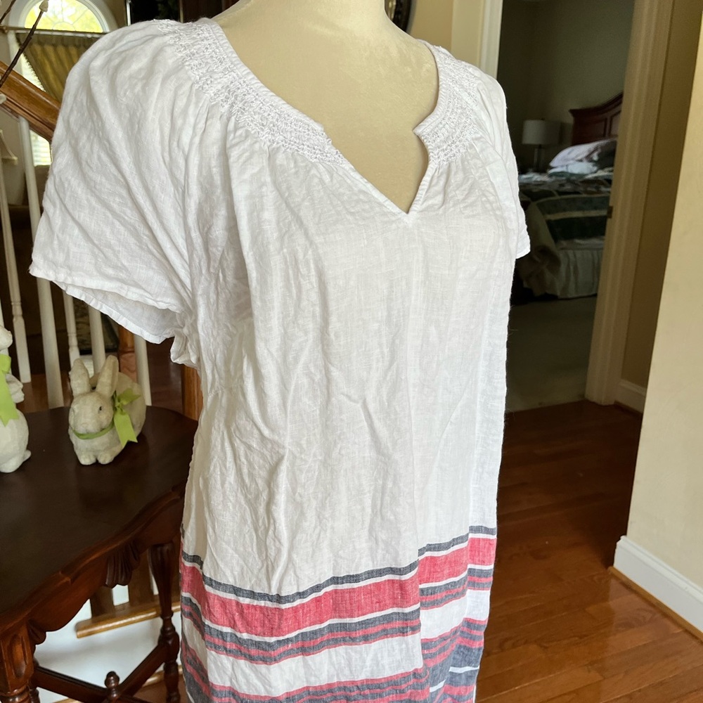 Talbots Border Stripe Linen Top - image 4